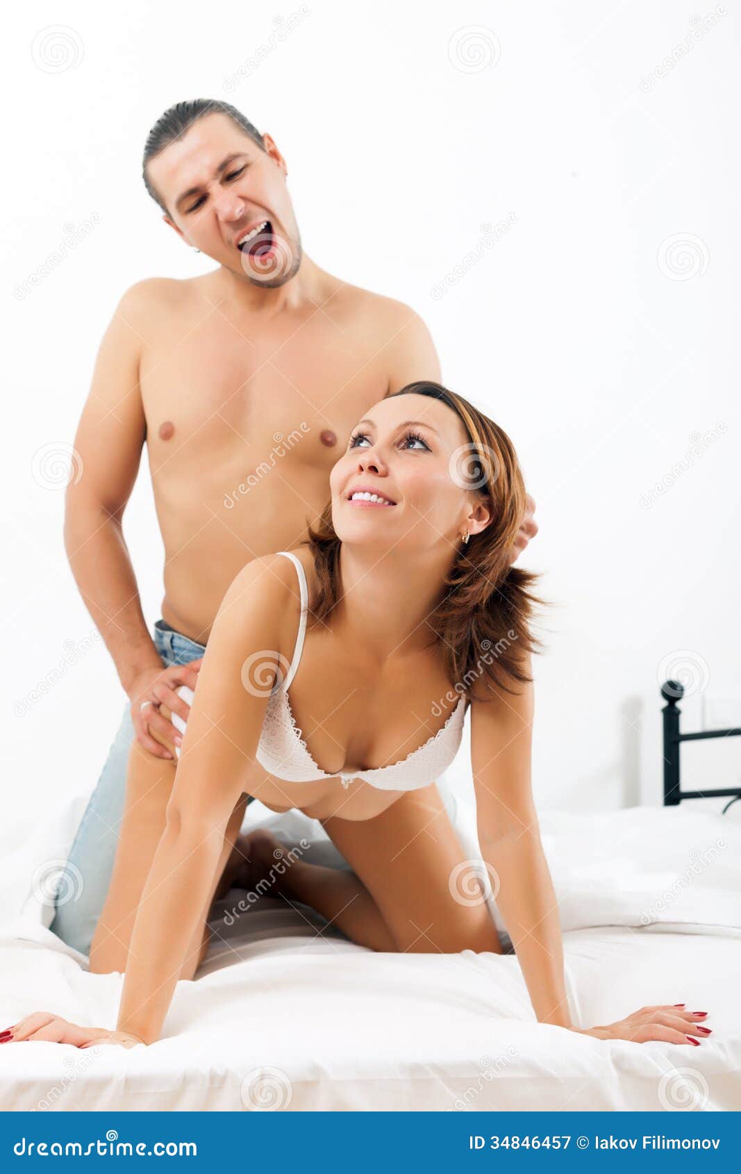 Emotional Guy and Girl Having Sex Stock Image pic