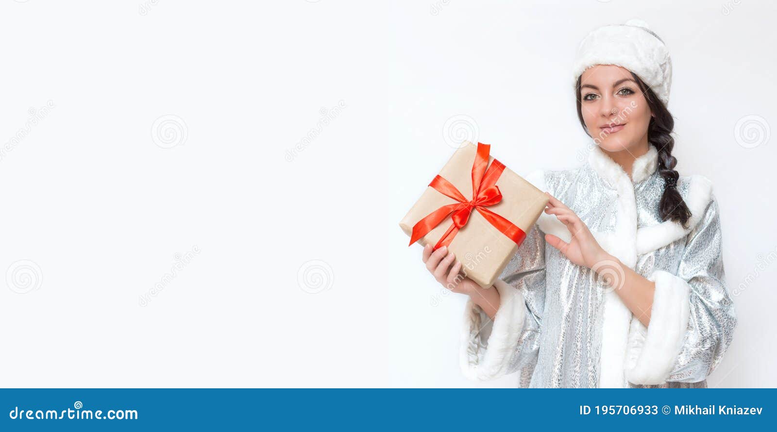 Portrait Of A Beautiful Brunette Girl Snow Maiden Stock Image Image