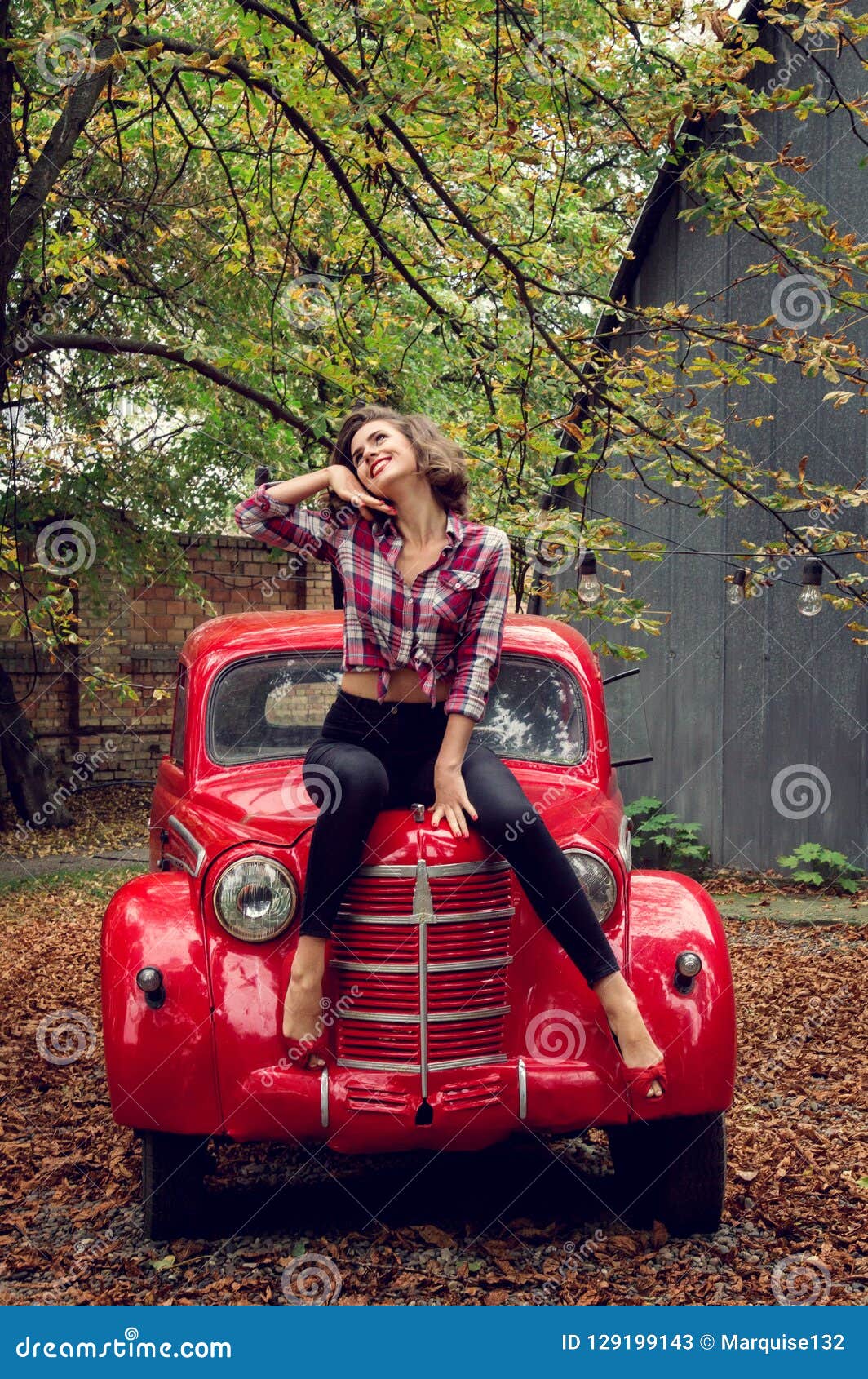 Pinup Girl With Car Stock Photo - Download Image Now - iStock