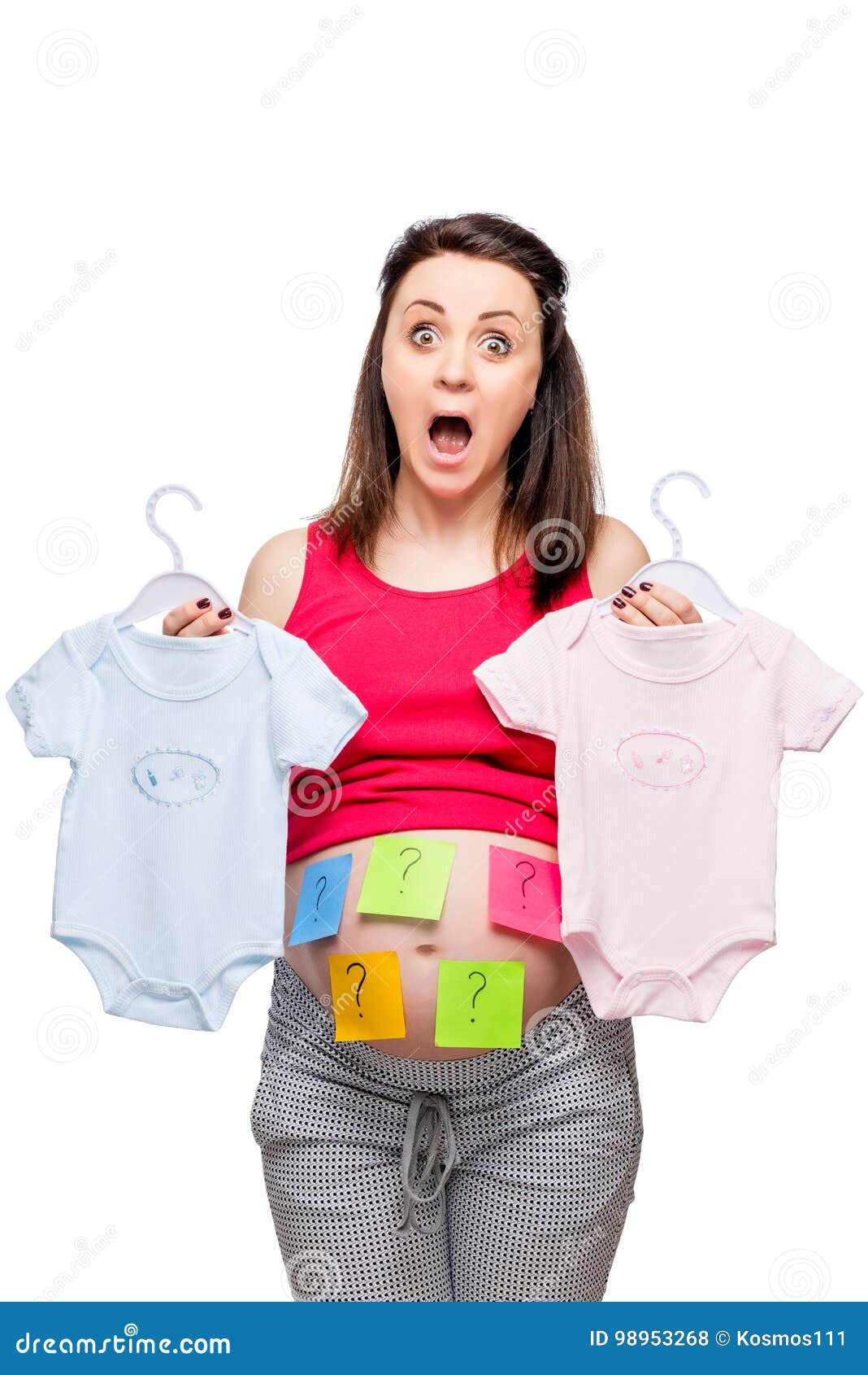 Emotional Pregnant Woman Shocked when she Found Out the Sex Stock Photo