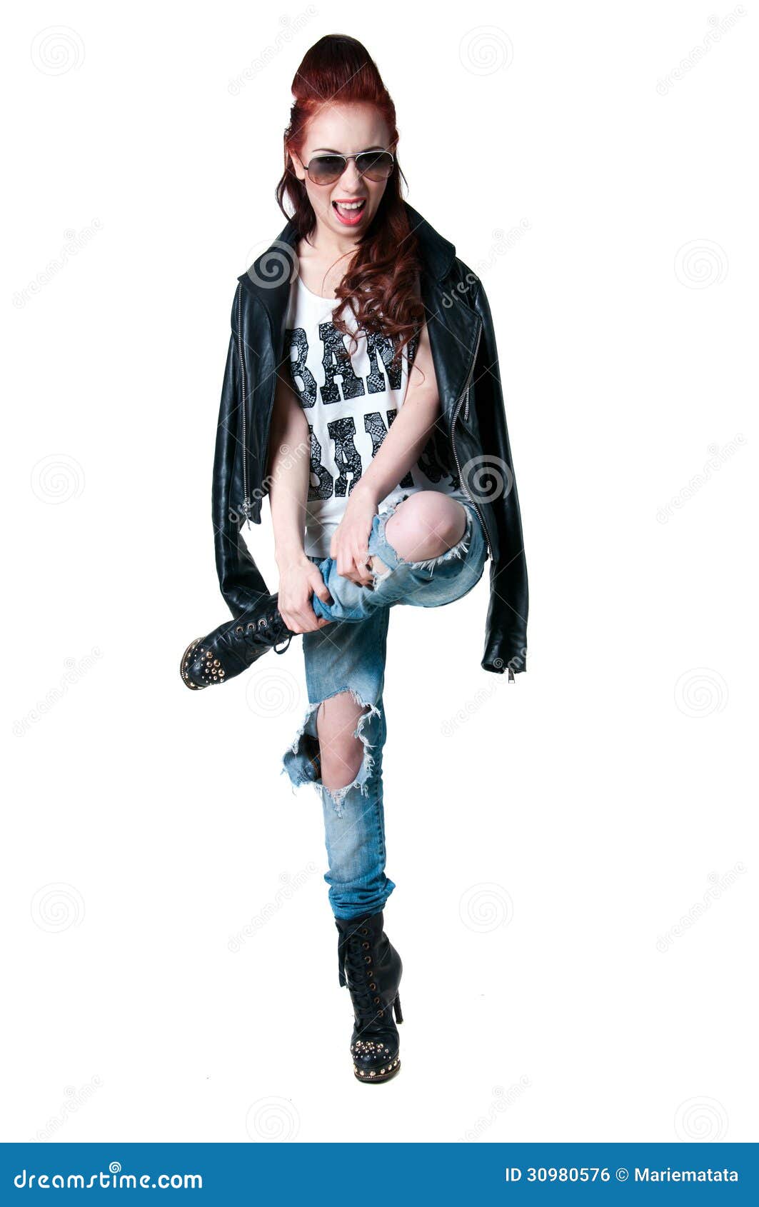 Emotional rocker girl stock photo. Image of beauty, culture - 30980576