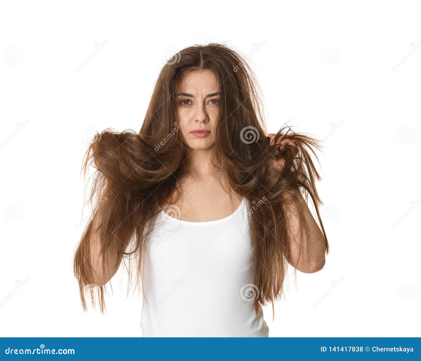 Emotional Woman with Tangled Hair Stock Photo - Image of emotional ...