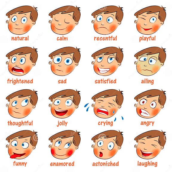 Emotions. Cartoon Facial Expressions Stock Vector - Illustration of ...