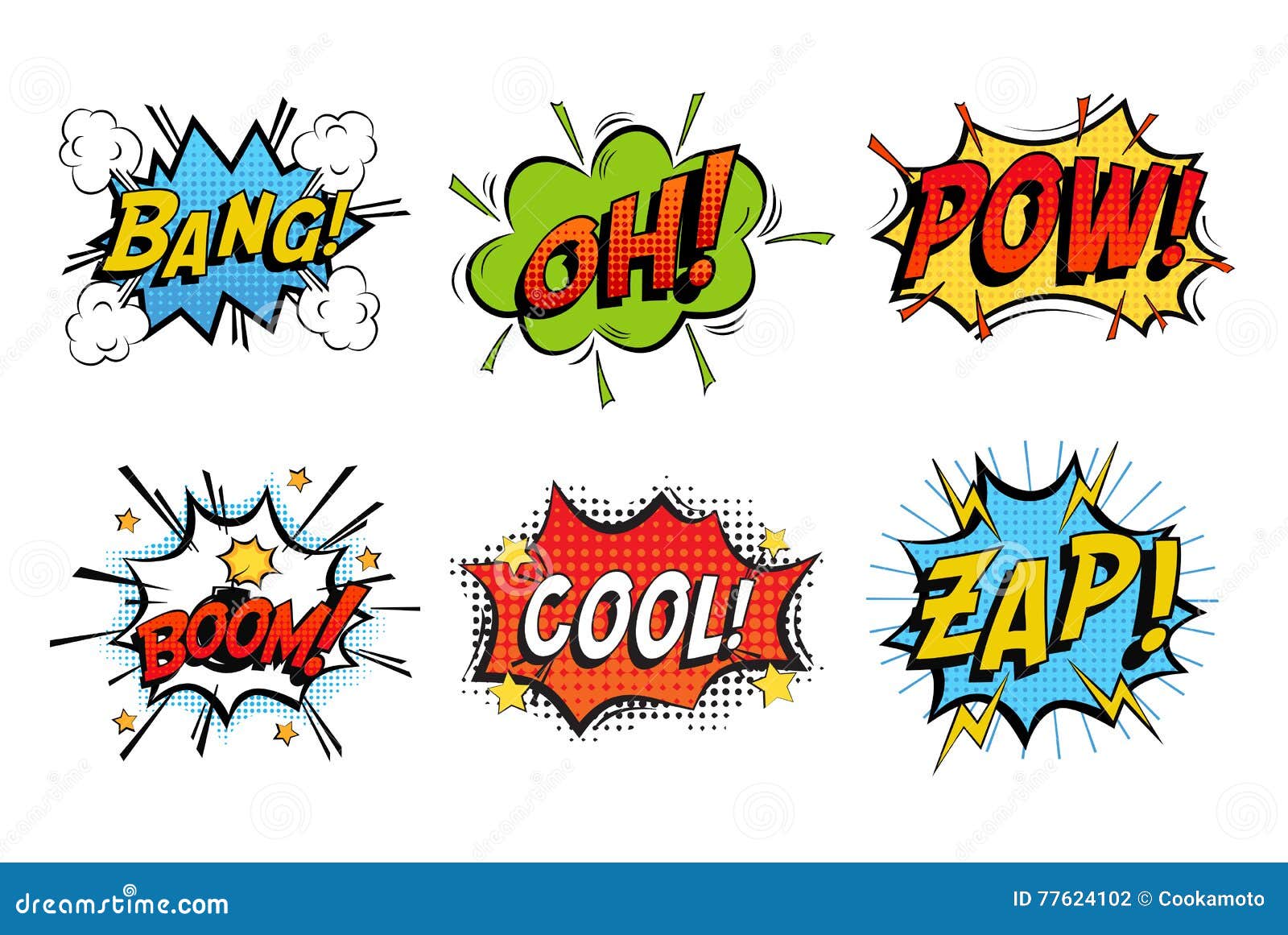 emotions for comics speech like bang and cool