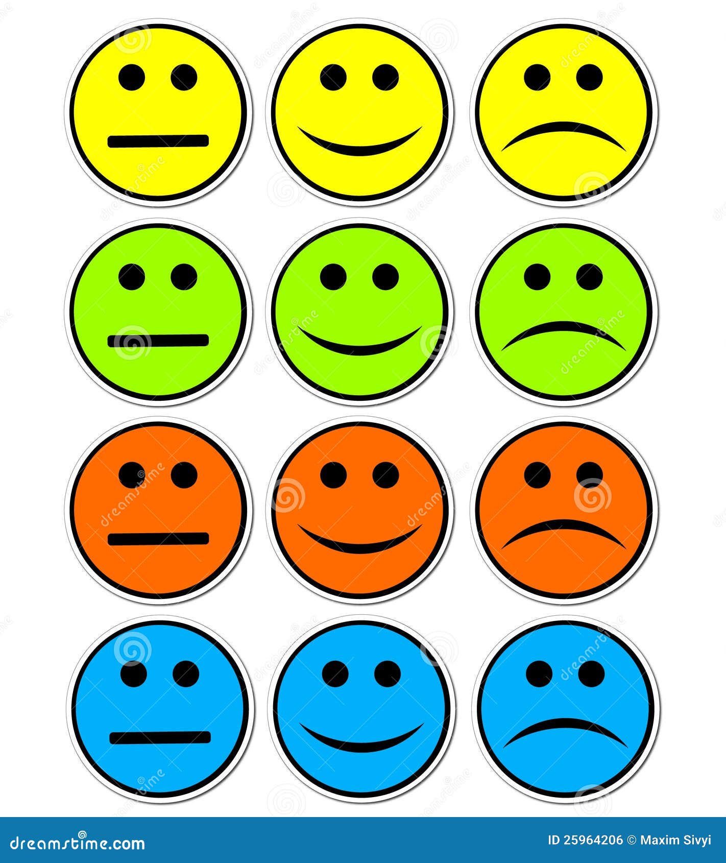 Three emotions sticker pack