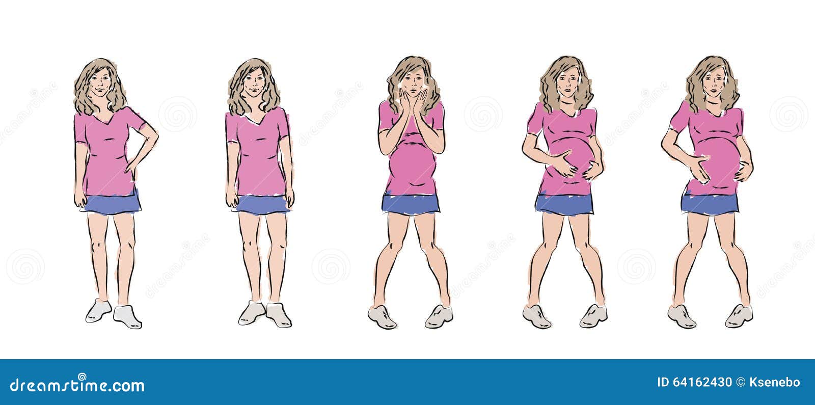 Emotions of a Young Pregnant Woman Stock Illustration - Illustration of  newborn, funny: 64162430