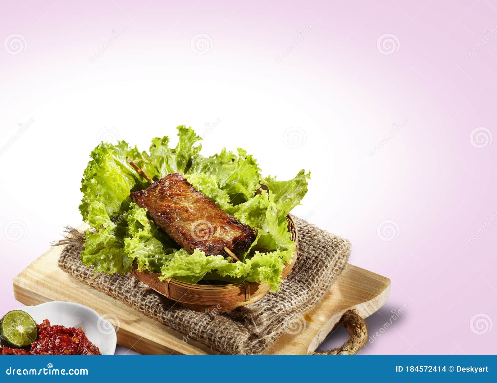 empal. beef is cooked in seasonings so it is dry and savory. indonesian food concept