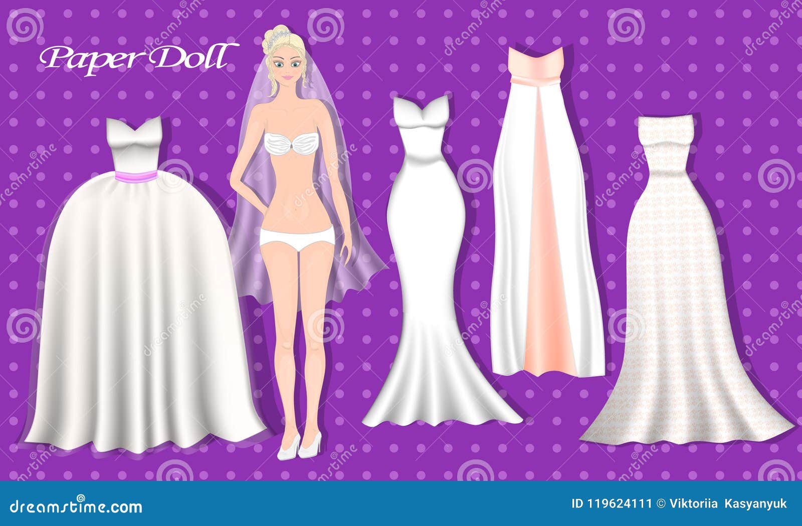 Empapele Las Muñecas Novia Del Vestido Ilustración del Vector - Ilustración de vestido, novia: 119624111