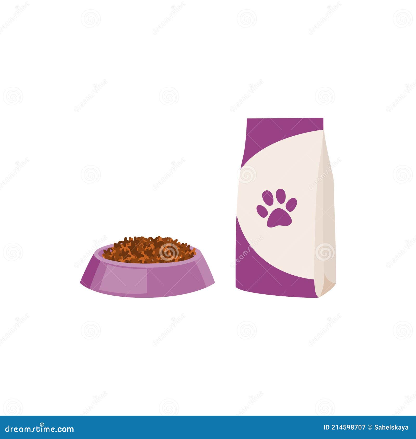 Empaque De Alimentos Tazón Lleno De Pienso Para Perro O Gato Un Vector Ilustración Ilustración Vector - Ilustración de completo: 214598707