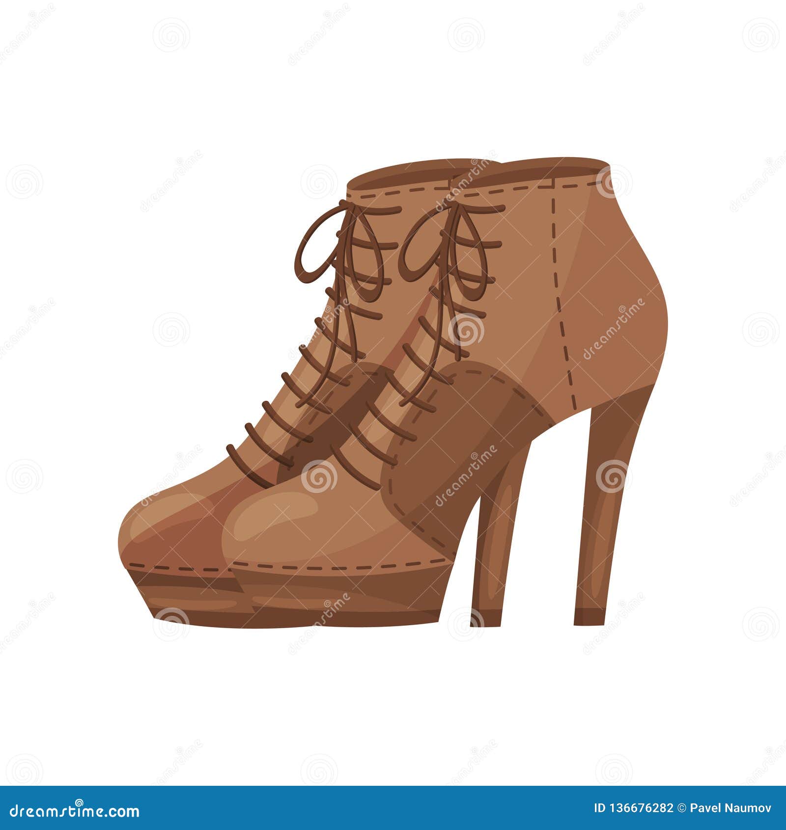 Emparéjese Botas Del Tobillo De Las Mujeres Con Los Cordones, Lateral Zapatos Elegantes Con Los Tacones Altos Calzado De Ilustración del Vector - Ilustración de hembra, zapatos: 136676282