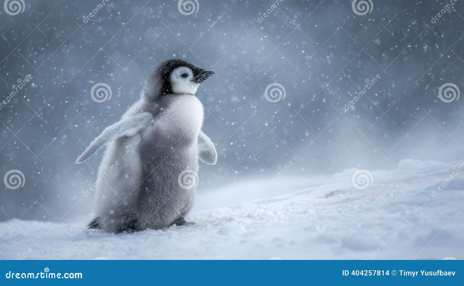 Emperor Penguin Chick Standing in Snowfall in Antarctica Stock Photo -  Image of endangered, warming: 404257814, image size:1600x987