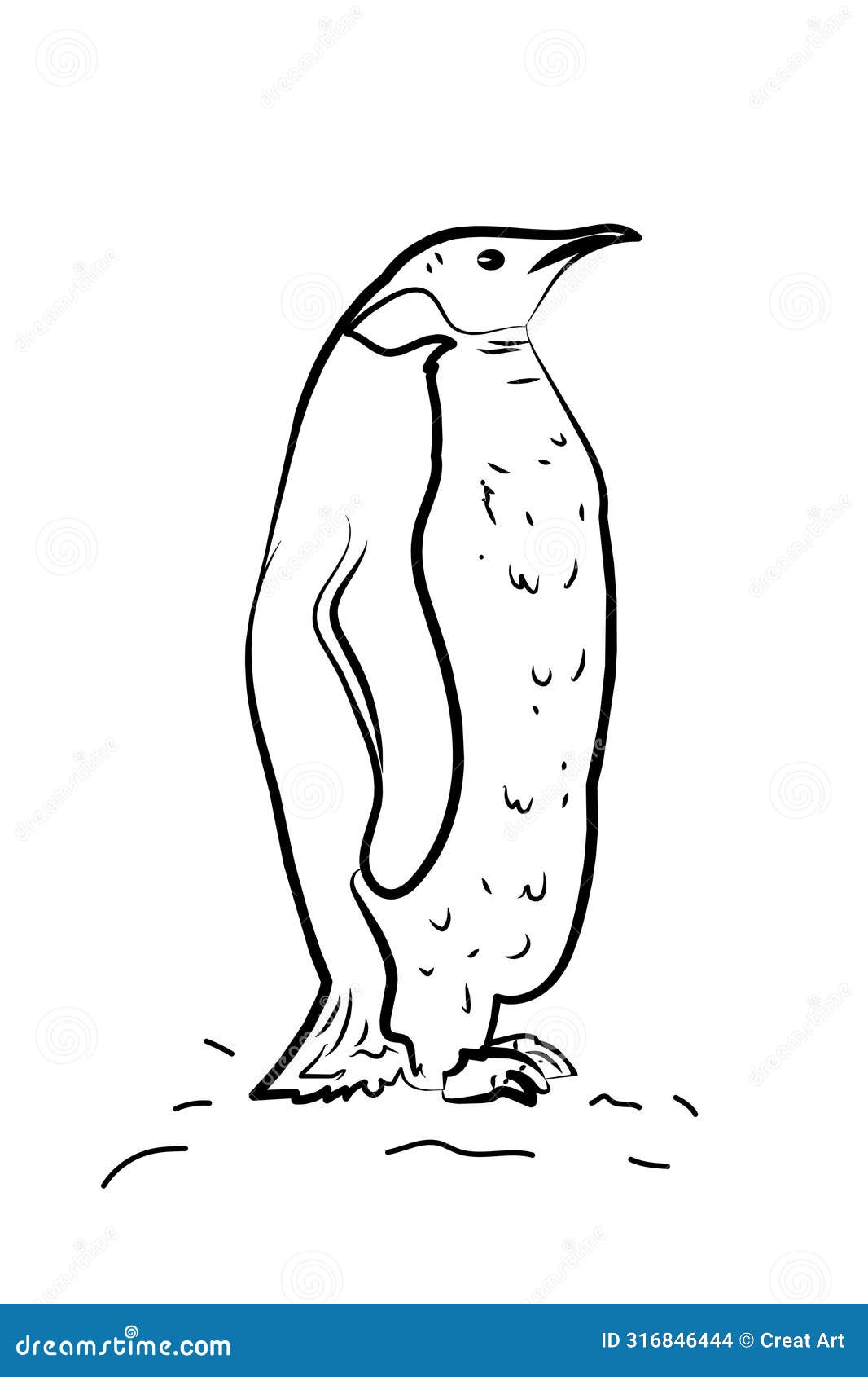 emperor penguin line drawing