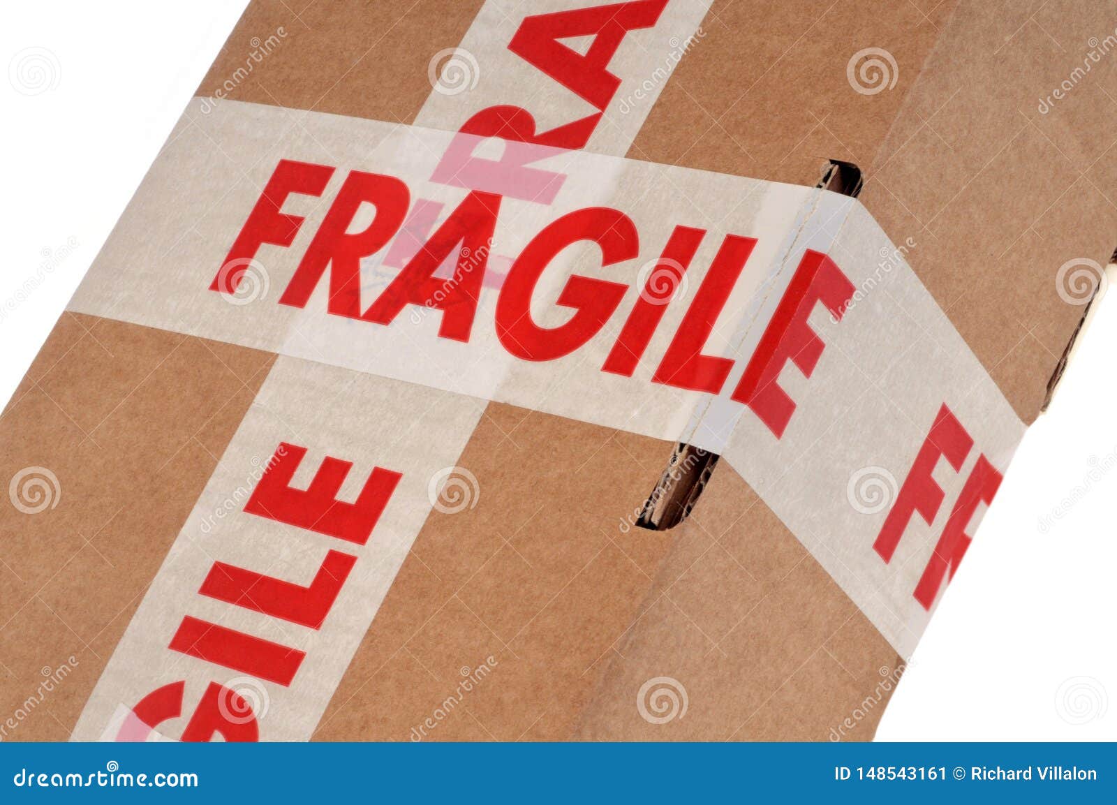 Empfindlicher Aufkleber Aufgenommen Auf Einem Paket In Der Nahaufnahme Stock Abbildung Illustration Von Taped Paket