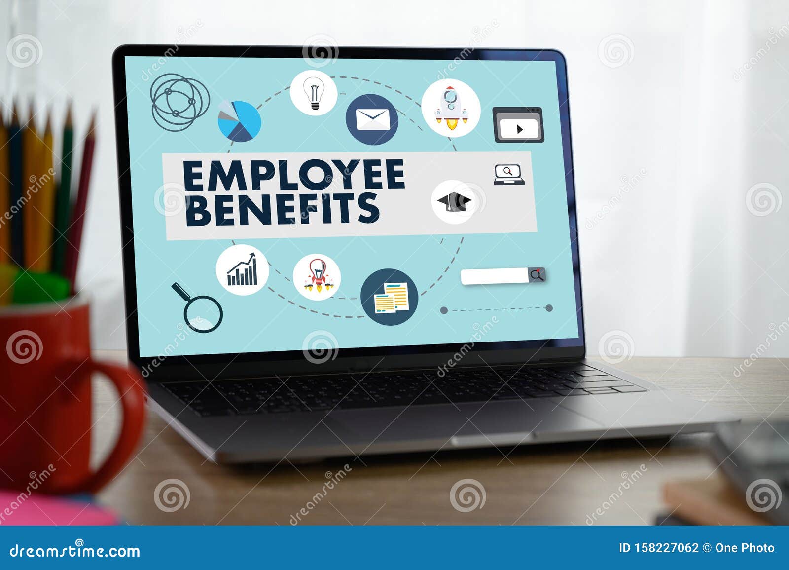 employee benefits man working on tablet technology communication
