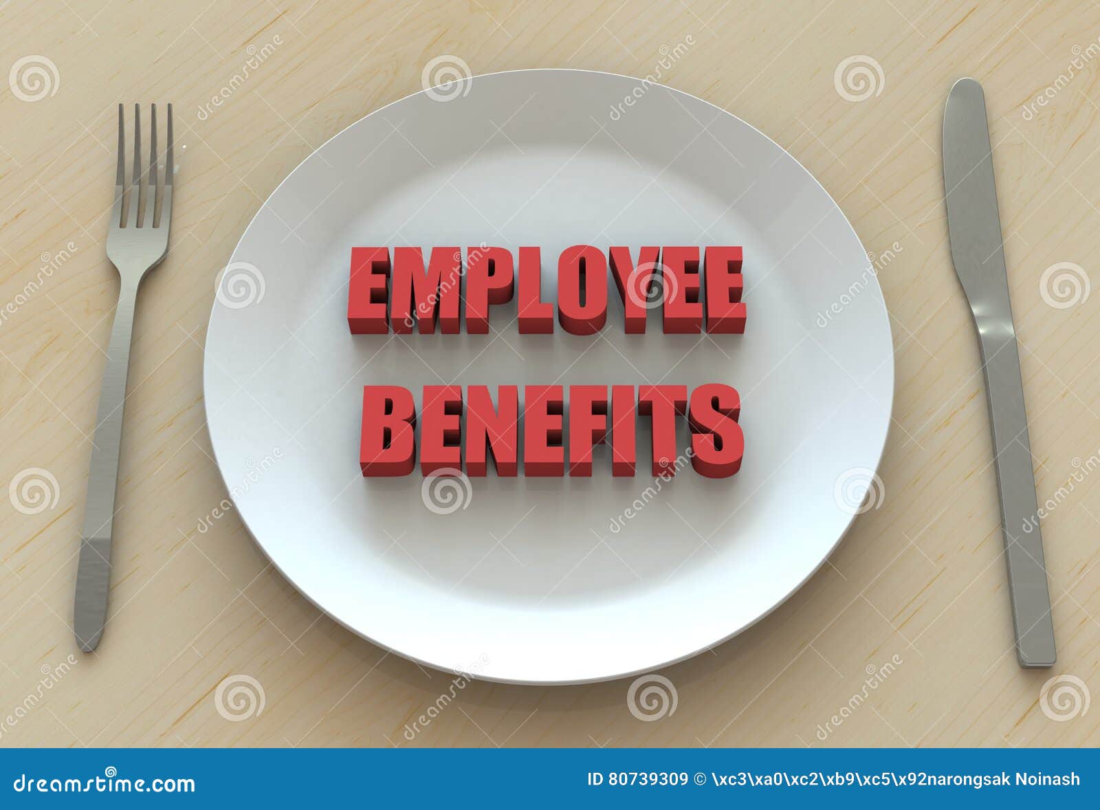 EMPLOYEE BENEFITS, Message on Dish Stock Illustration Illustration of