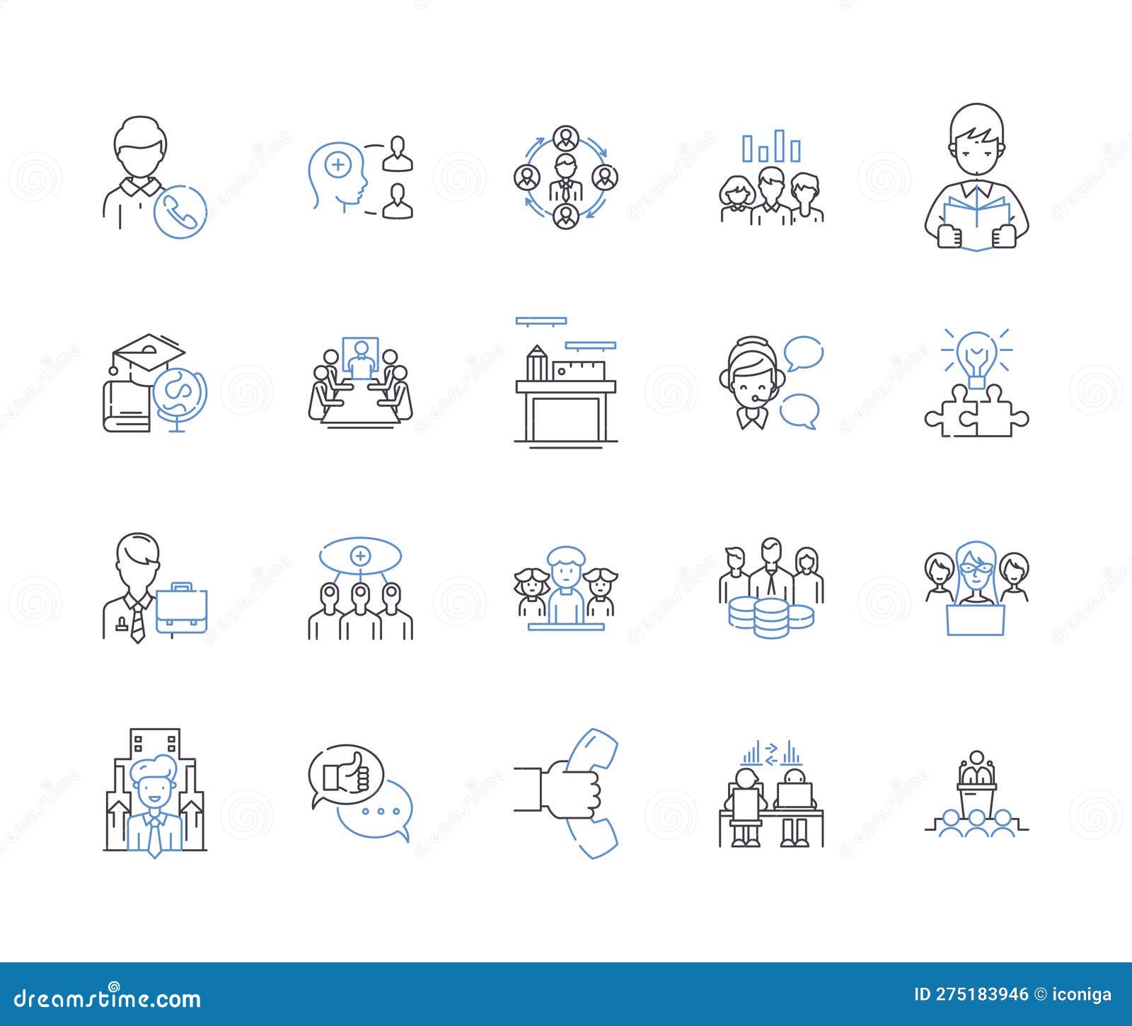 employee career outline icons collection. career, employee, promotion, professionalism, job, development, interview