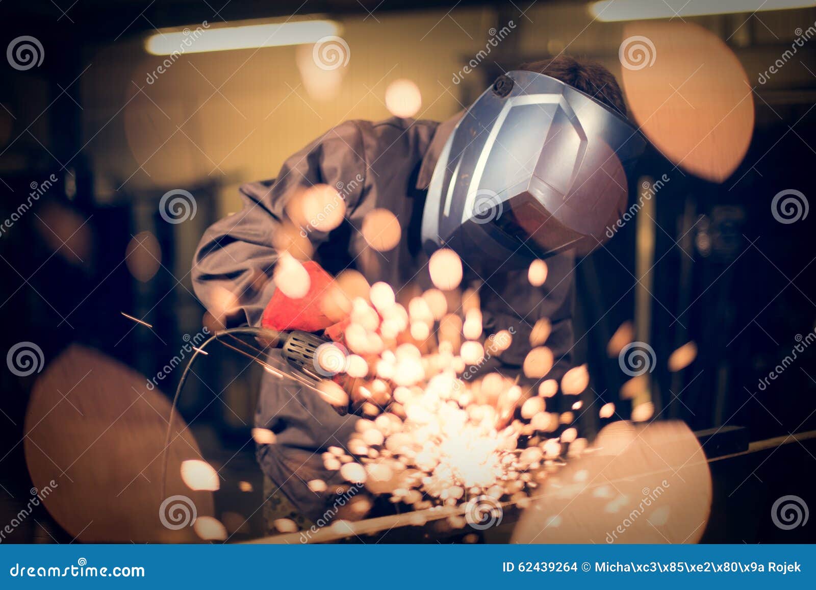 Employee Grinding Steel with Sparks Stock Photo Image of grinder