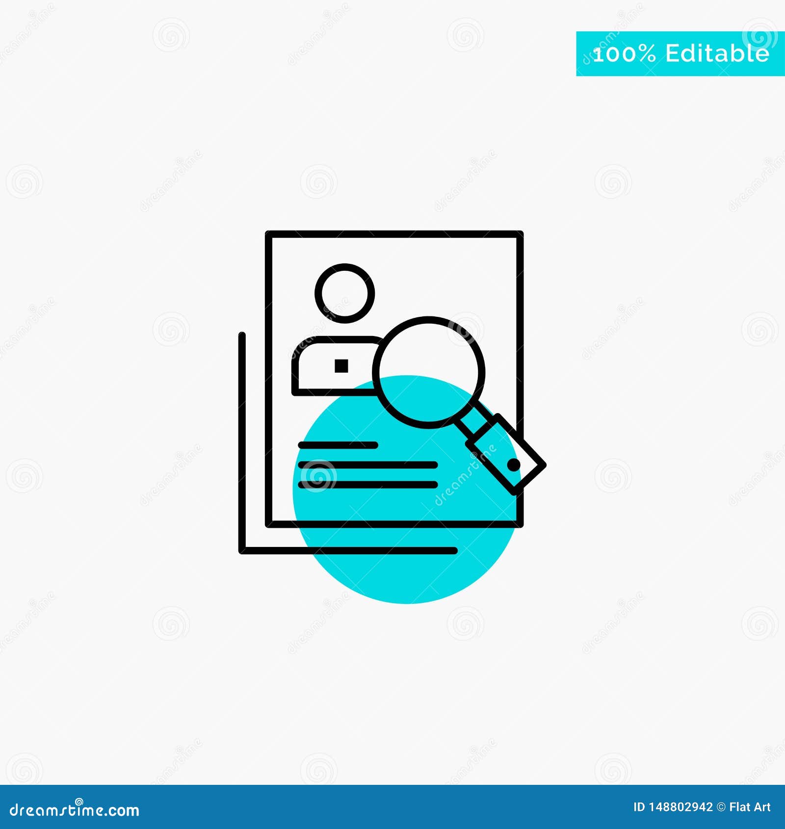 employee, hr, human, hunting, personal, resources, resume, search turquoise highlight circle point  icon