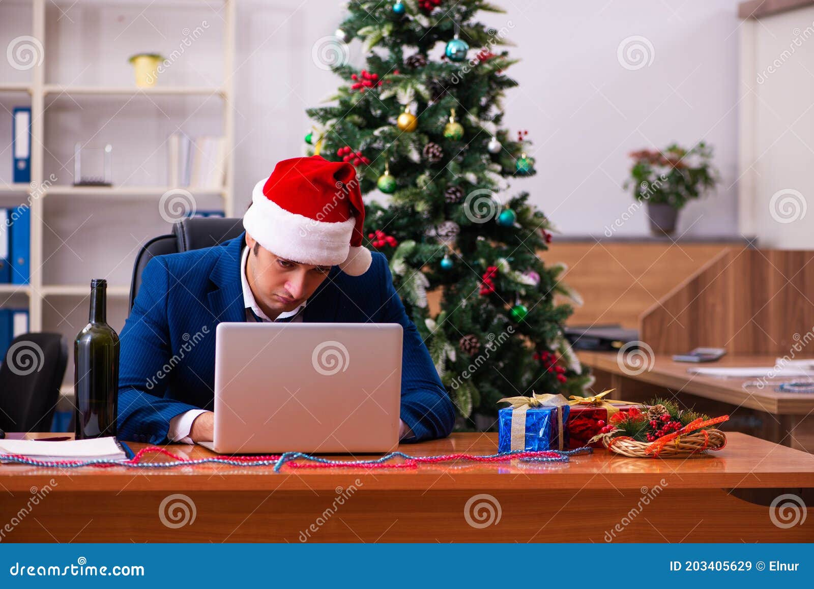 Employee in the Office during Christmas Party Stock Image Image of