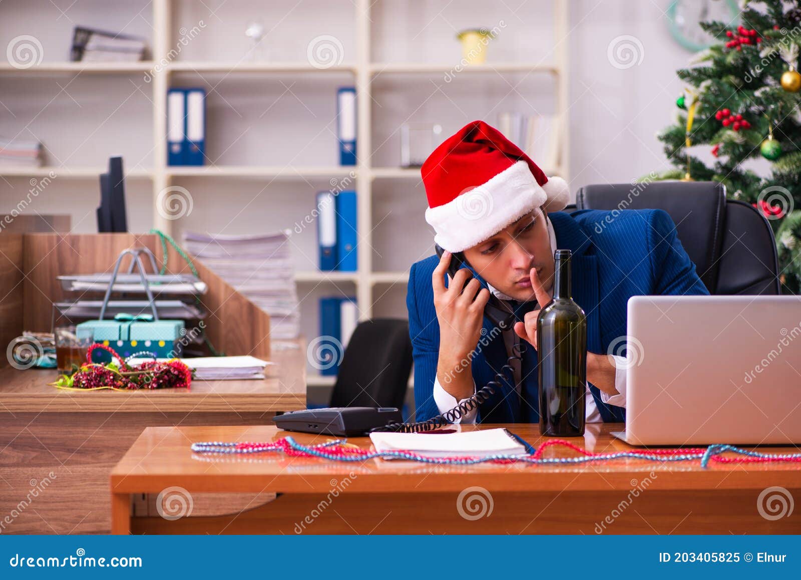Employee in the Office during Christmas Party Stock Image Image of