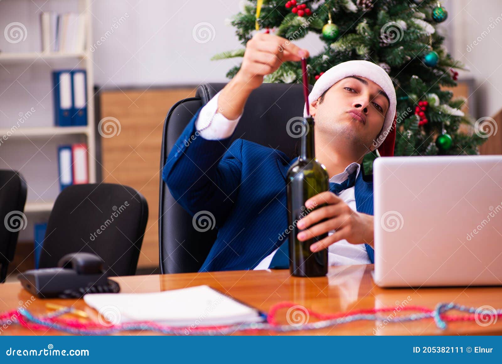 Employee in the Office during Christmas Party Stock Image Image of