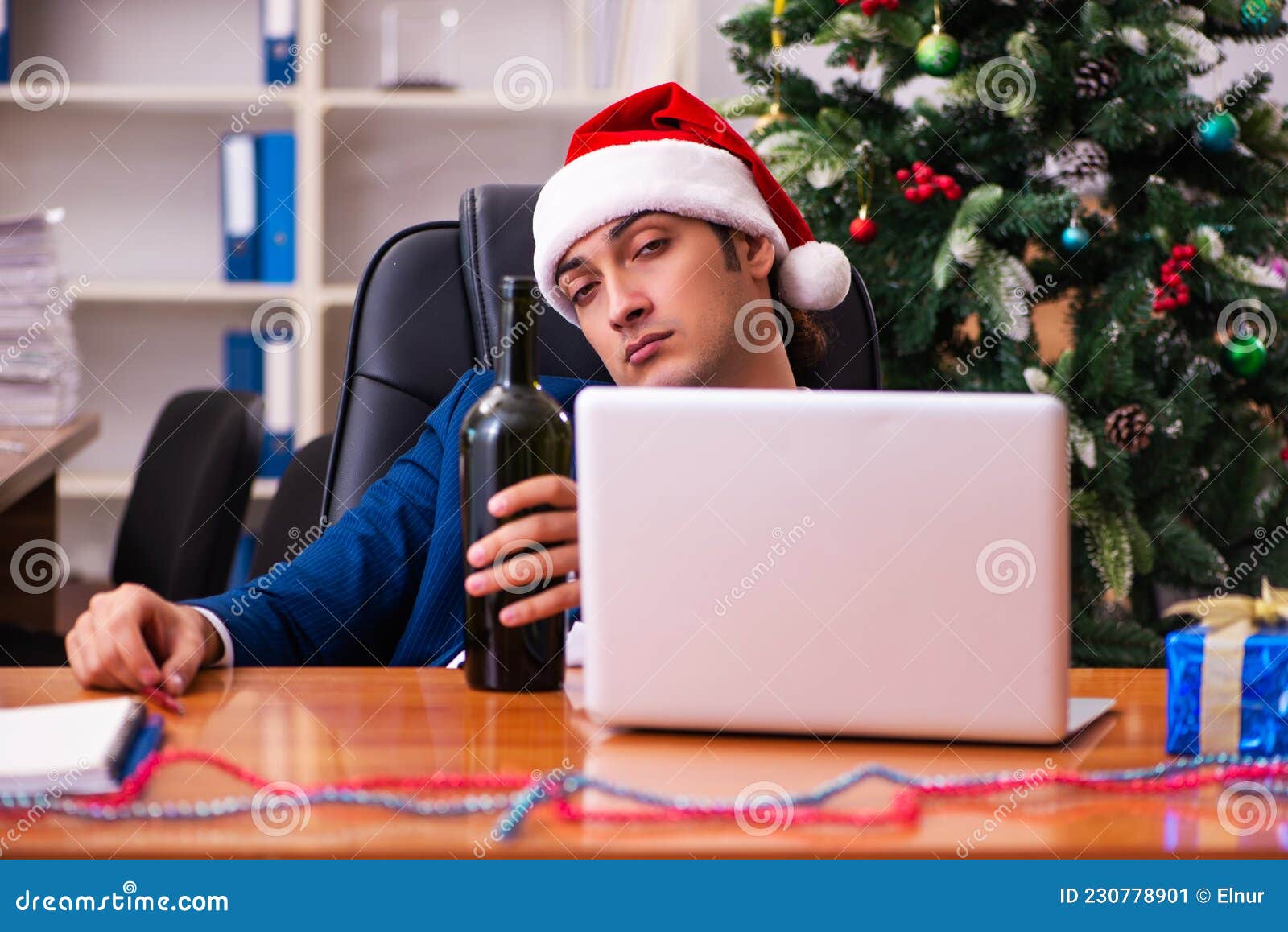 Employee in the Office during Christmas Party Stock Image Image of