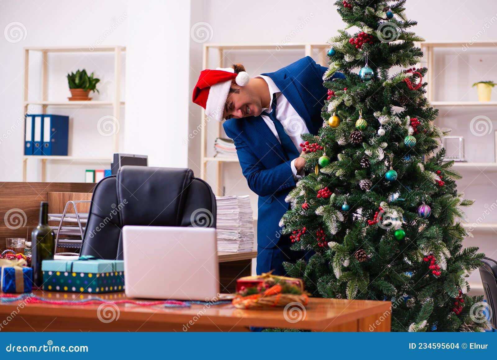 Employee in the Office during Christmas Party Stock Photo Image of