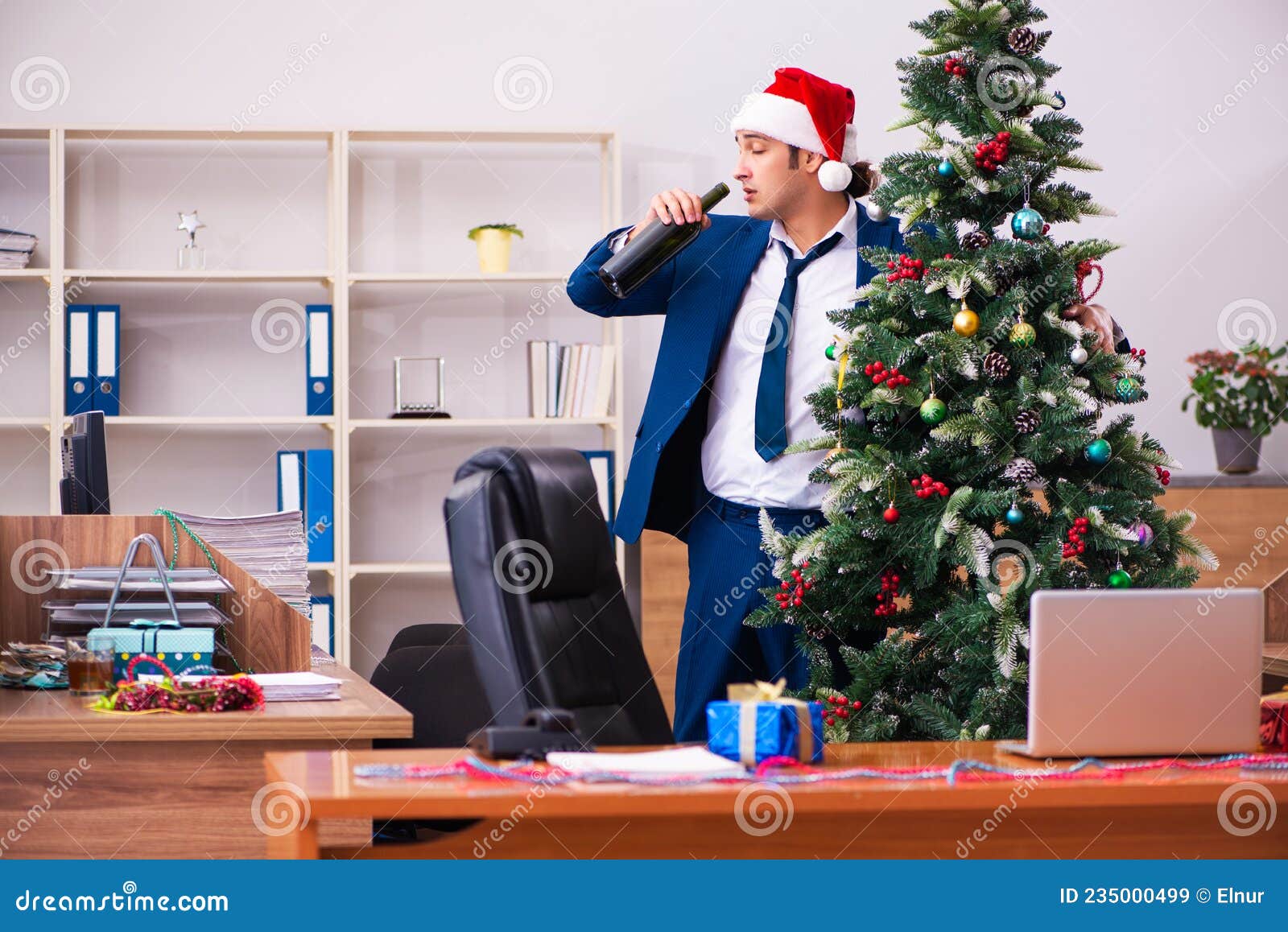Employee in the Office during Christmas Party Stock Image Image of