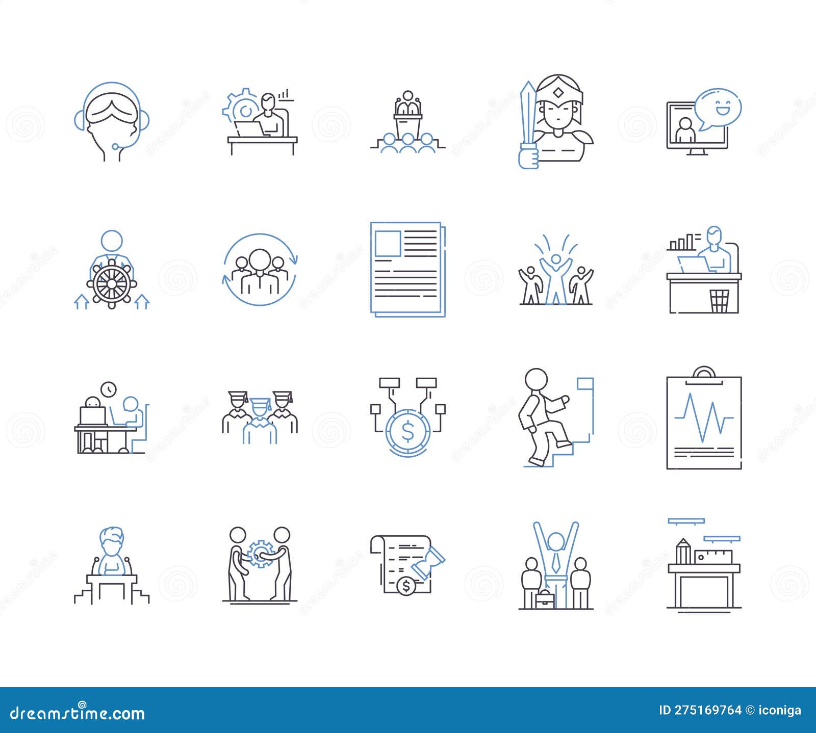 employee productivity outline icons collection. employee, productivity, efficiency, output, performance, advancement