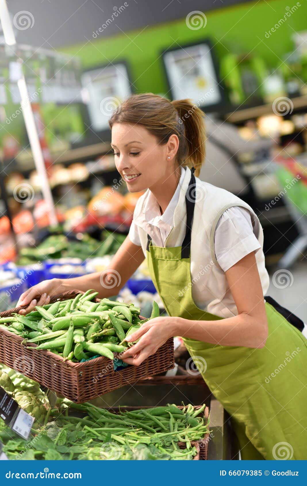 Employee in Supermarket Working Stock Image Image of drink, market