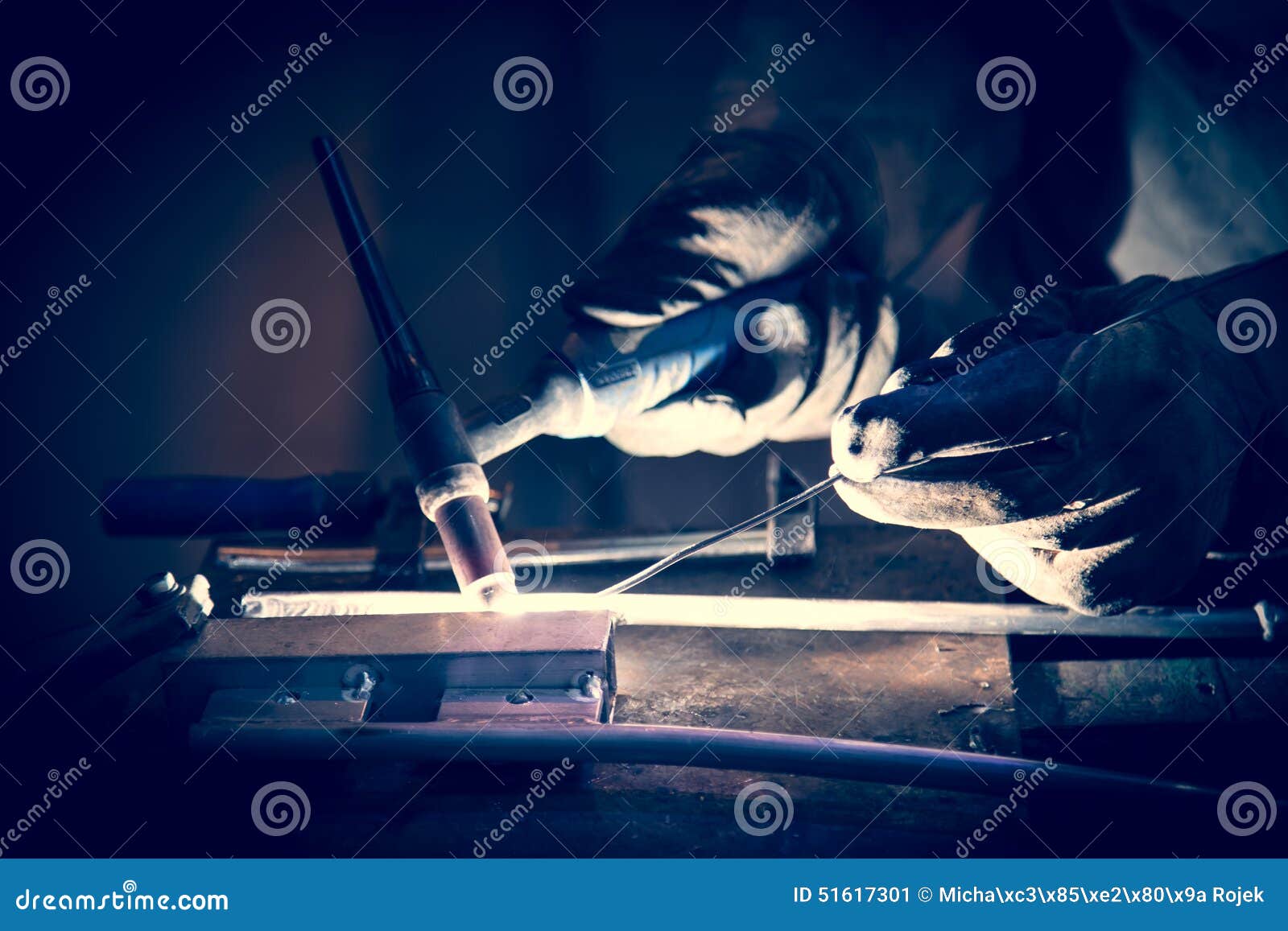 Employee Welding Aluminum Using TIG Stock Image Image of precision