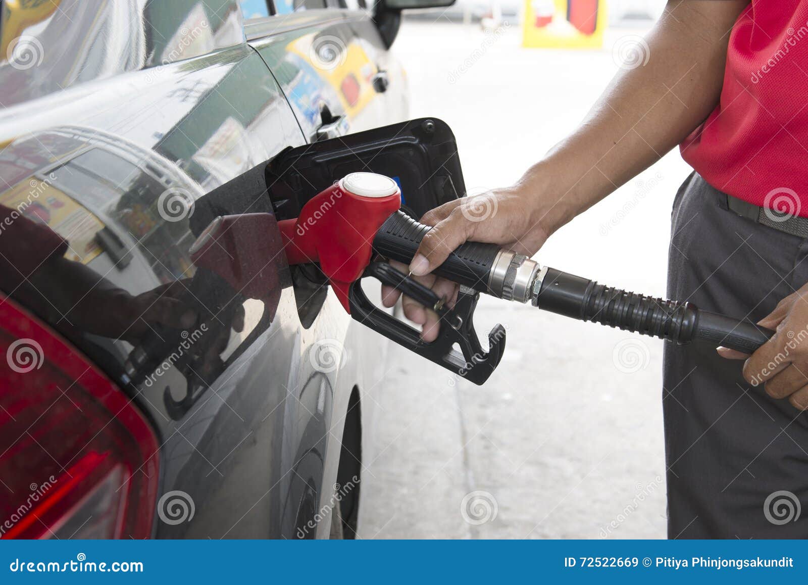 Employees Controlled the Fuel Pump at the Gas Station Stock Image