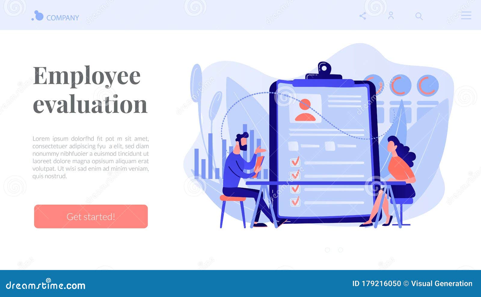 Employee Assessment Concept Landing Page. Stock Vector Intended For Website Evaluation Report Template
