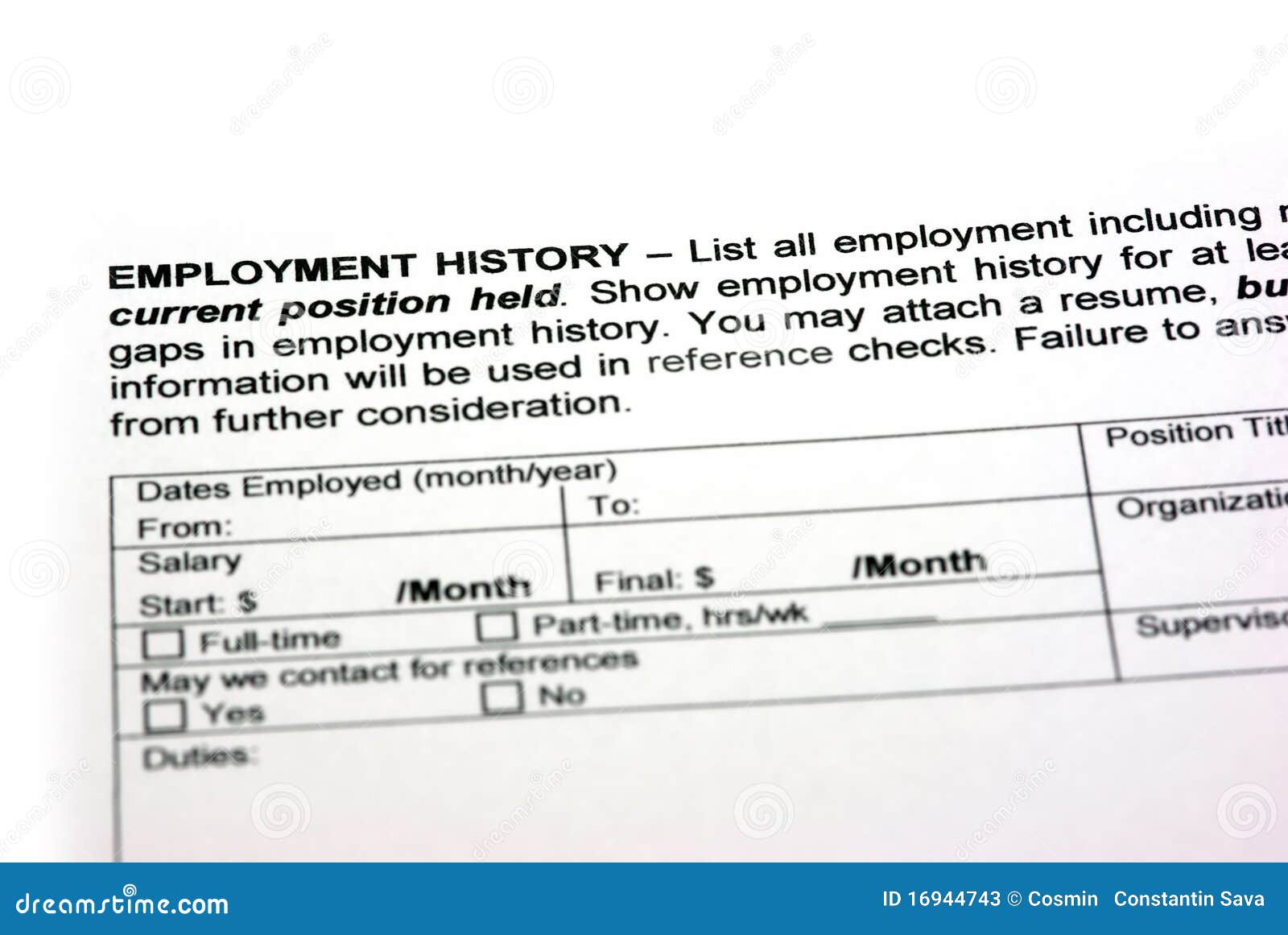 audio job interview application form sample