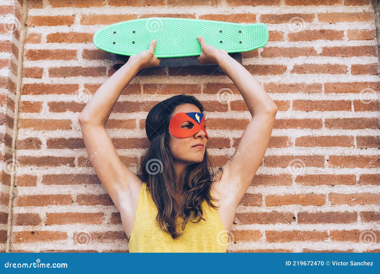 Sex Equality And Feminism Girl In Safety Helmet Holding Hammer Tool