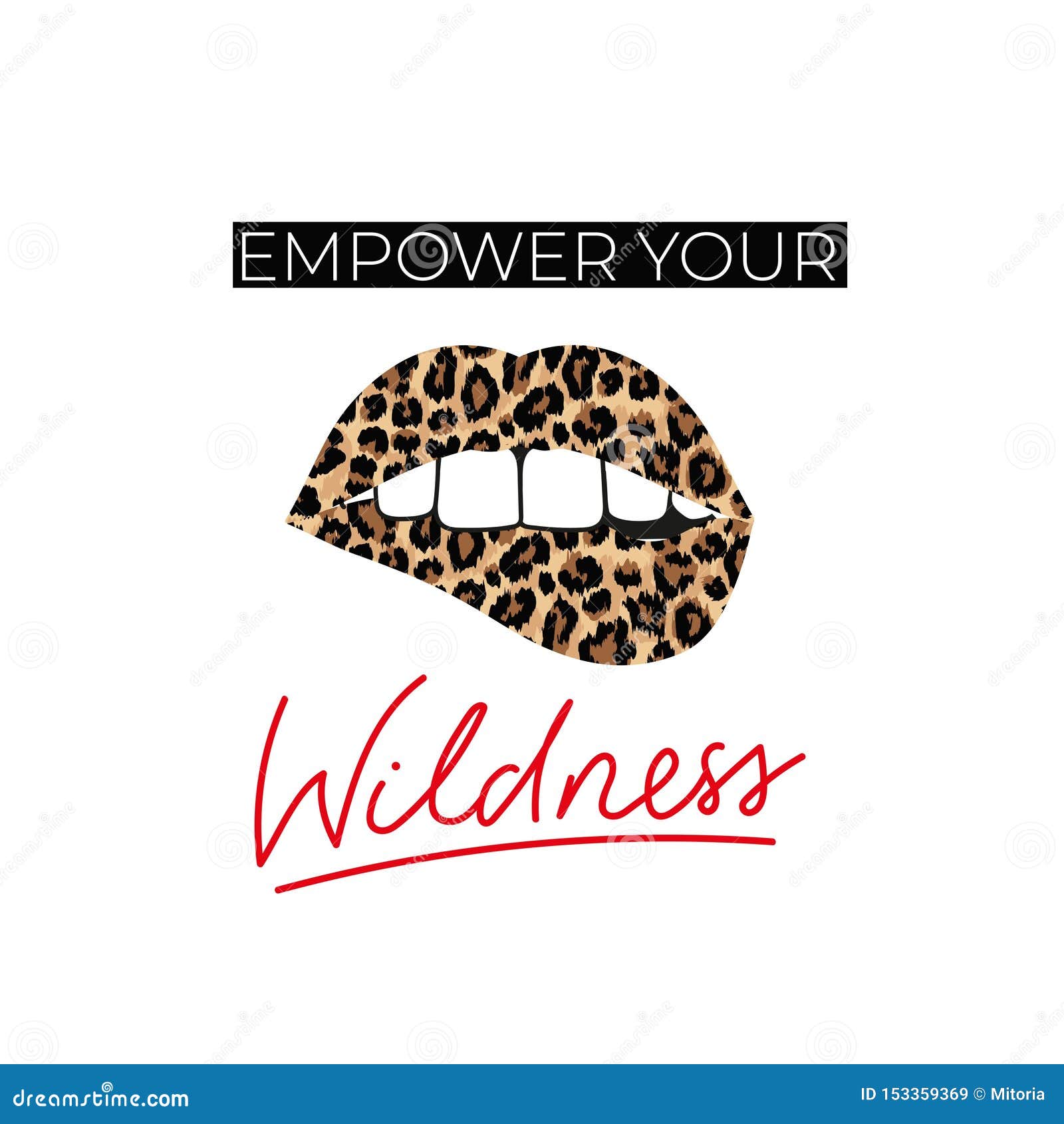 empower your wildness lettering inspirational print with lips and leopard texture. stay wild quote template.  