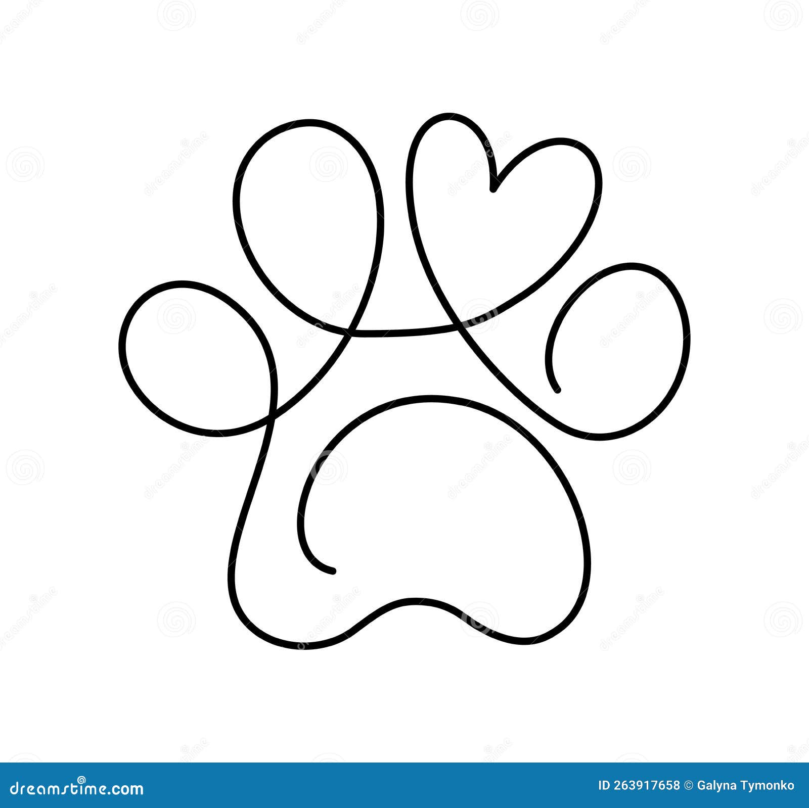 Empreinte De Pattes De Chien Ou De Chat Et Coeur En Continu Un Trait De  Dessin Logo. Ligne Minimale. Animal Dans Le Coeur. Amour D Illustration de  Vecteur - Illustration du main