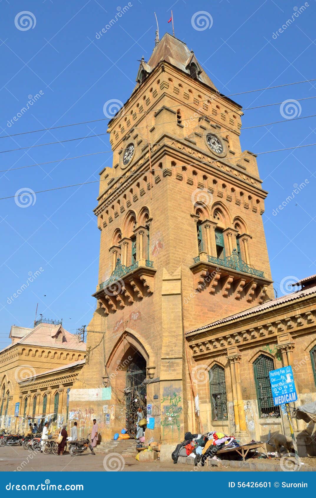 Empress Market clock tower editorial photo. Image of colonial 56426601