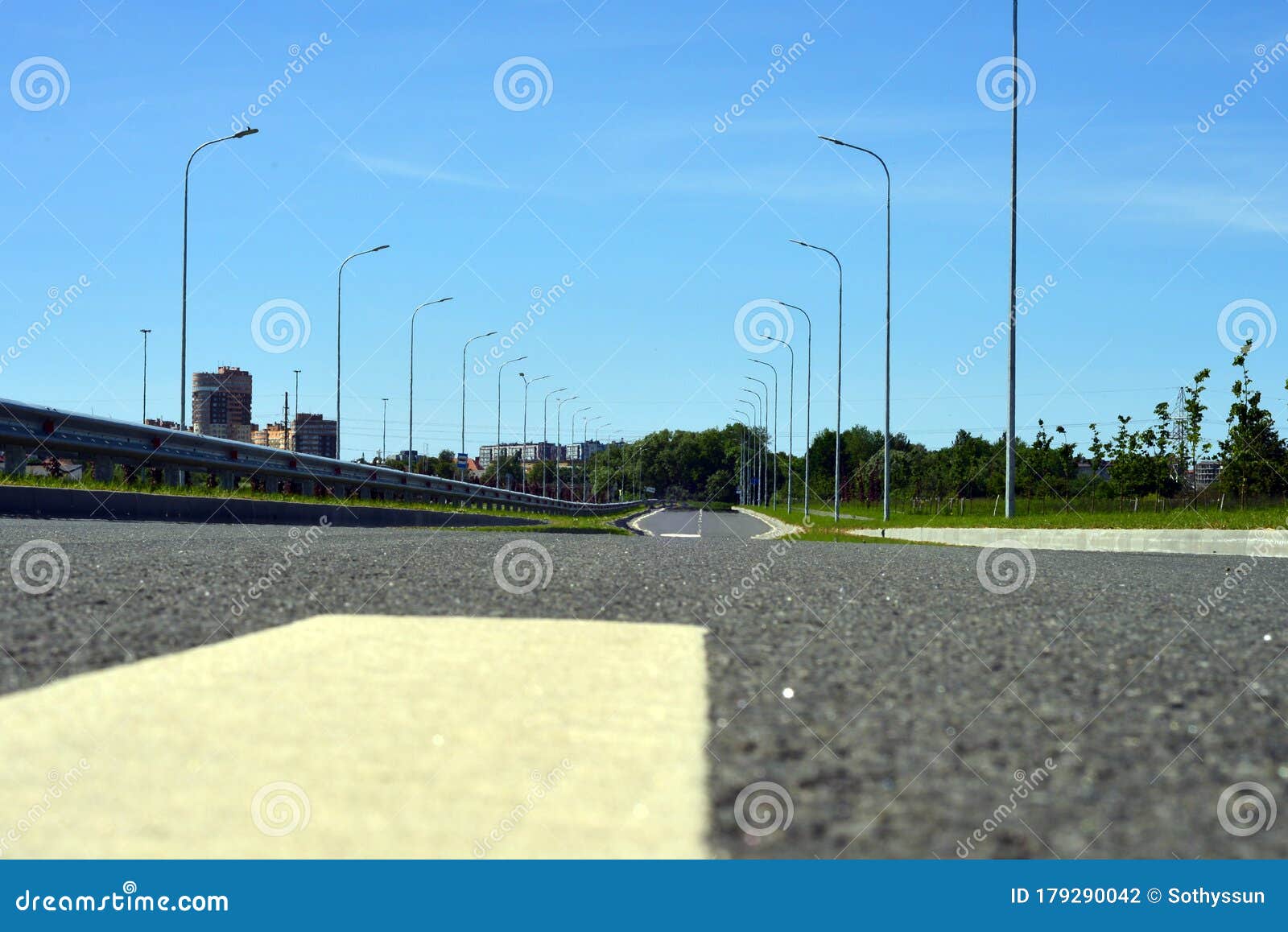 Empty Asphalt Road Without People And Cars Stock Photo - Image of ...