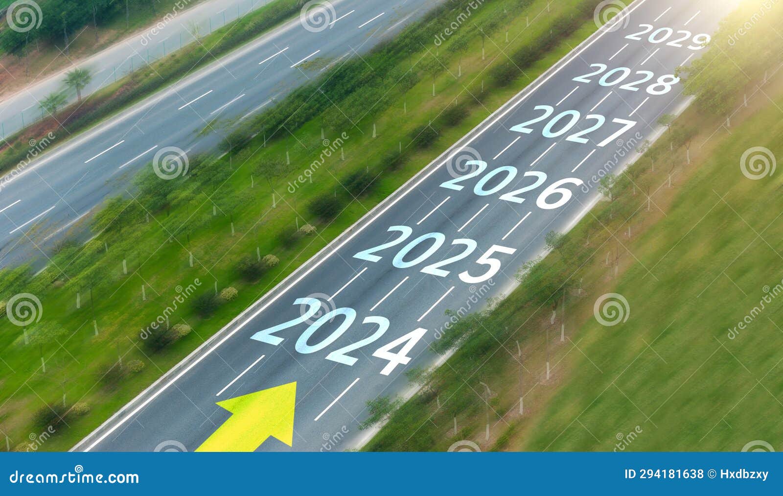 Empty Asphalt Road with Numbers 2024, 2025 To 2029 Stock Photo Image of 2024, direction 294181638
