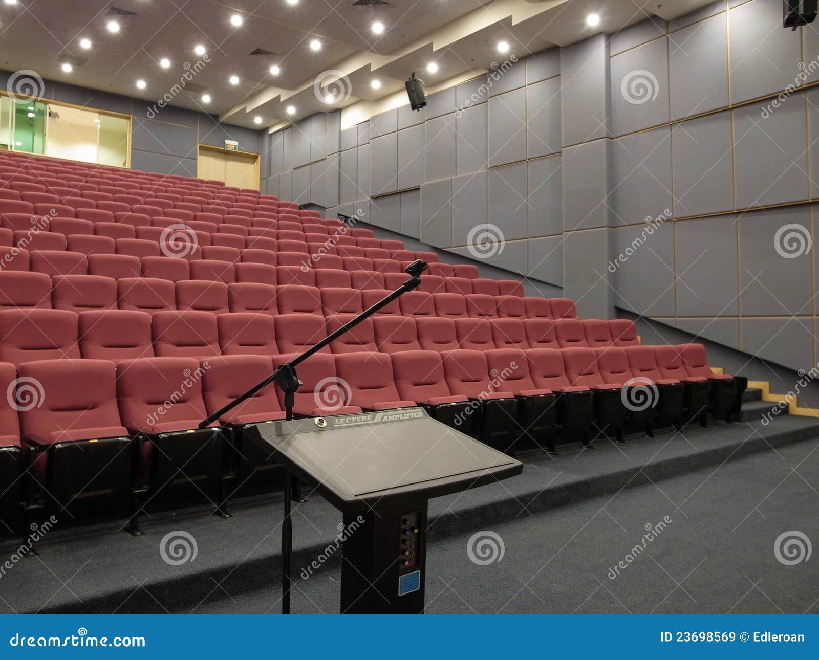 empty auditorium with podium/rostrum