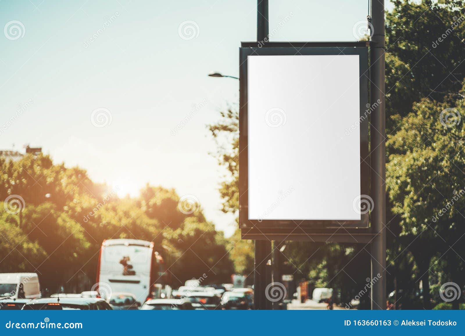 Download Empty Banner Mockup Near The Road Stock Image Image Of Placeholder Information 163660163