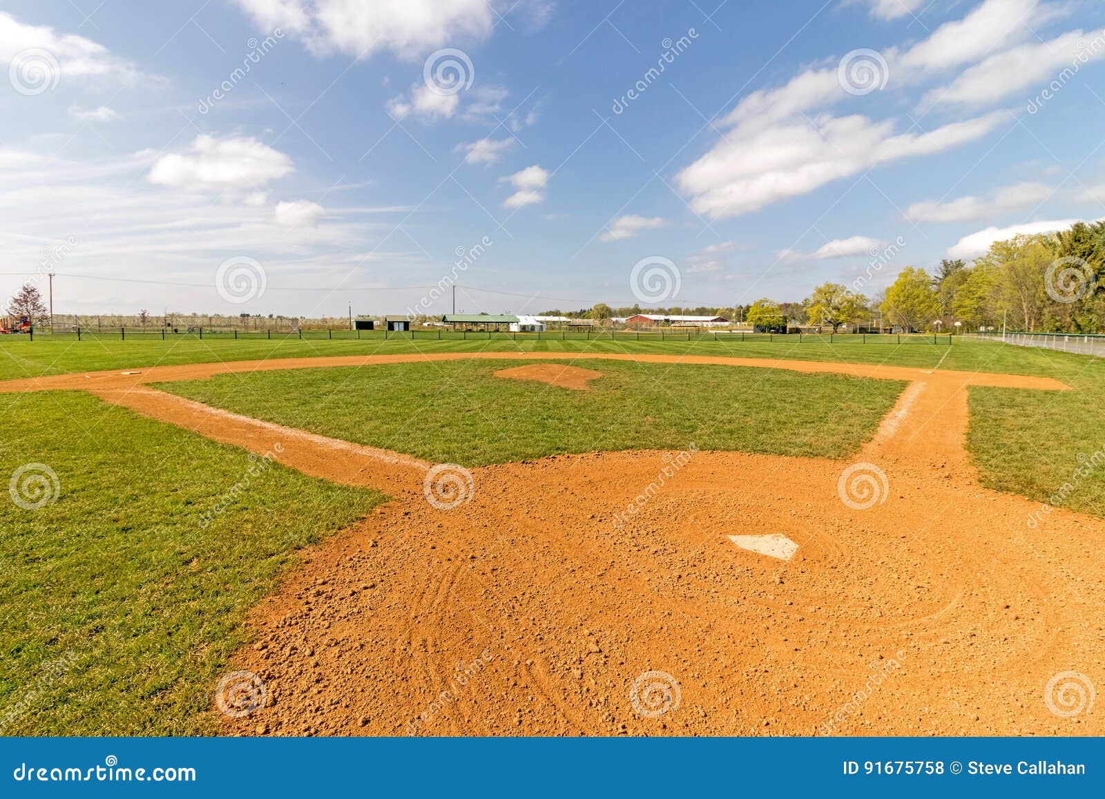 Empty Baseball Field from Behind Home Plate Stock Photo Image of home