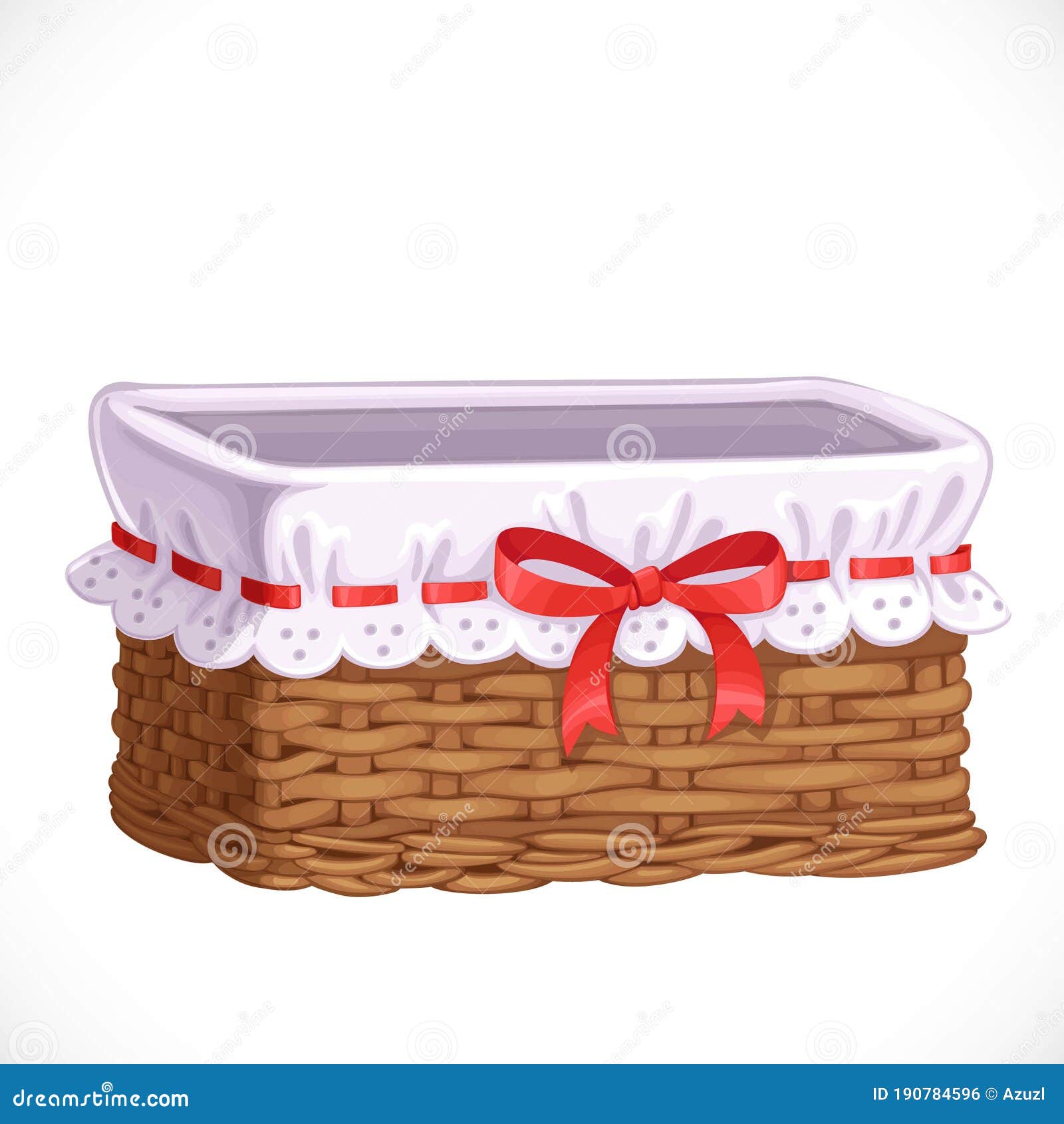 Empty Basket for Clothes or Toys Isolated on a White Stock Vector -  Illustration of game, basket: 190784596