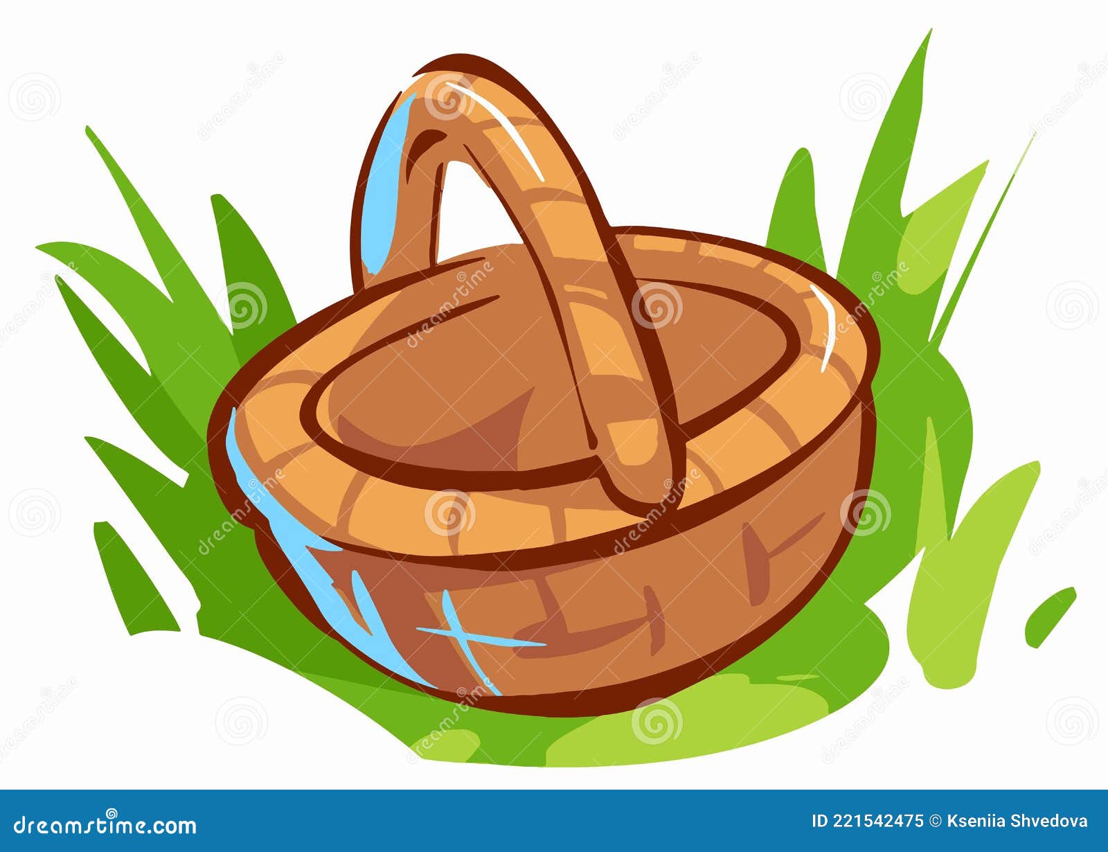 Empty Basket Standing on a Green Grass Stock Illustration