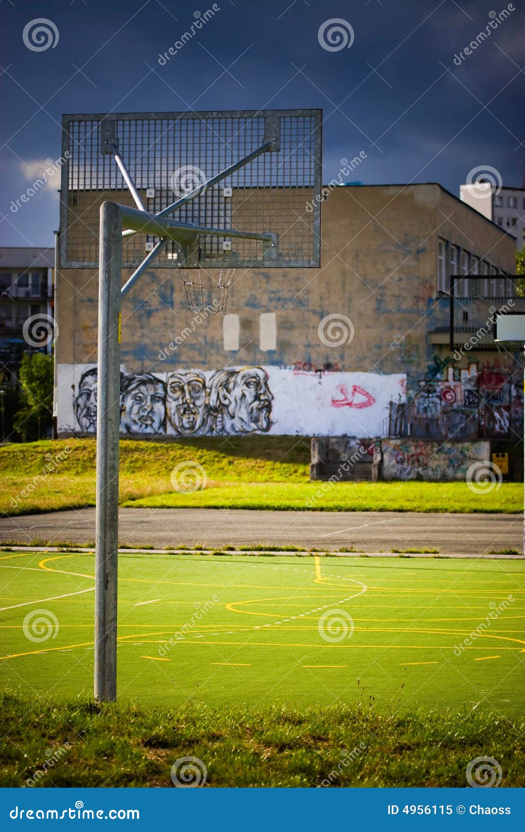Empty Basketball Playground Stock Image Image of sport, graffiti 4956115