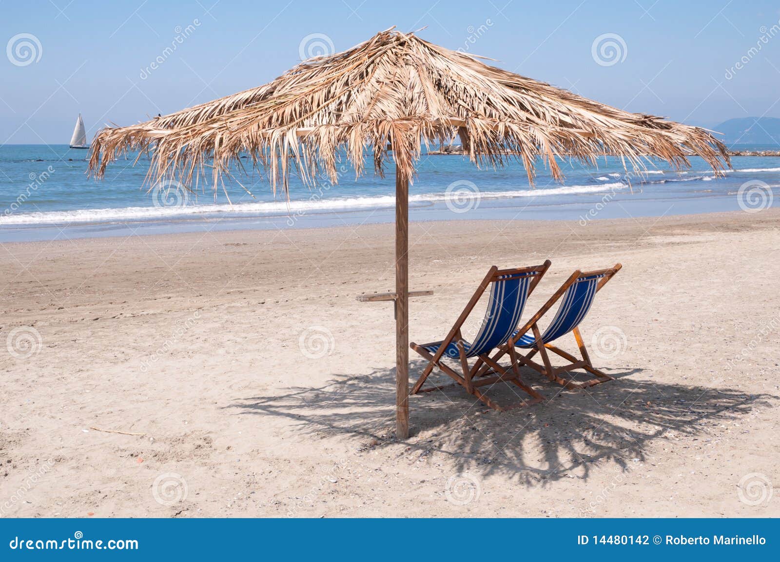 Empty Beach Waiting for Summer Stock Photo - Image of beach, chairs ...