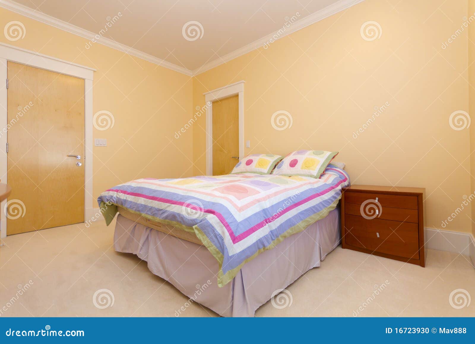 Empty bedroom stock photo. Image of clean, moulding, yellow 16723930