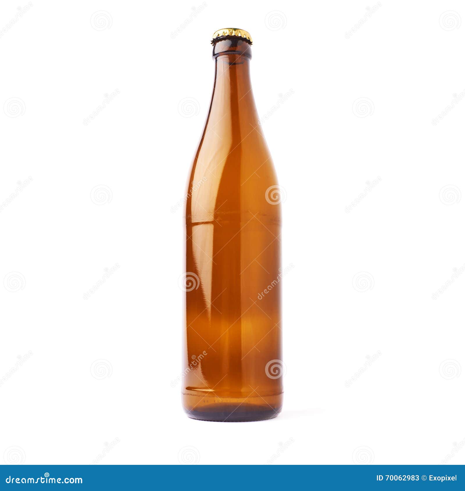 Empty Beer Glass Bottle Isolated Over White Background Stock Image
