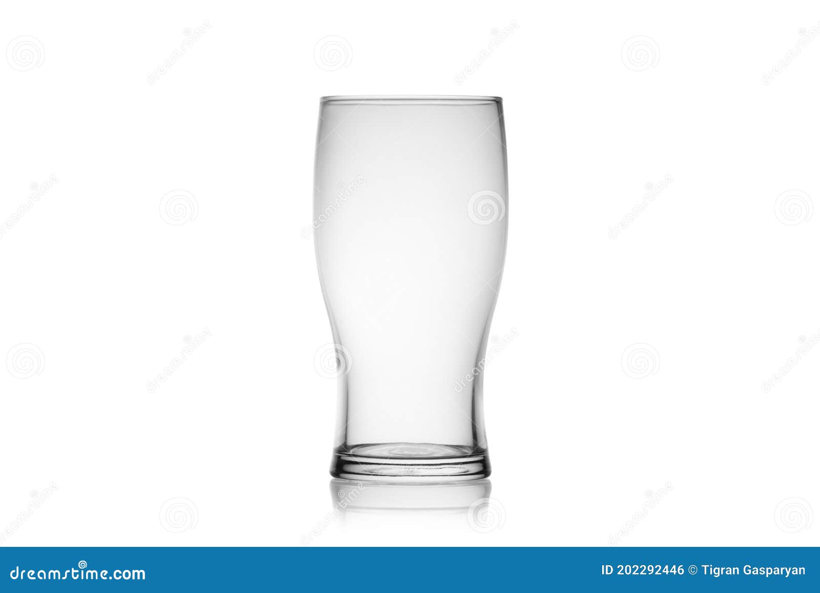 Empty Beer Glass Isolated on a White Background without Glare